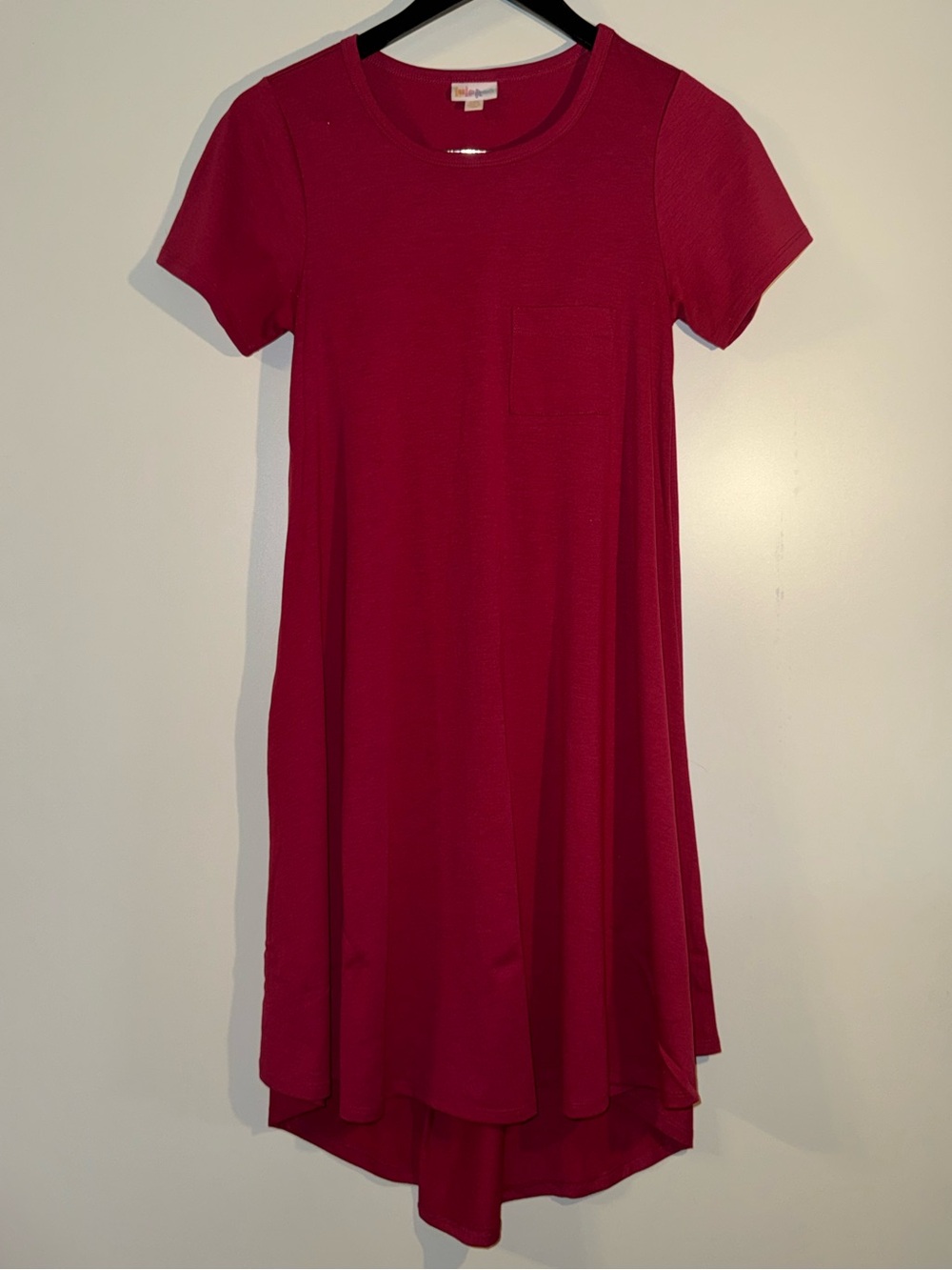 LuLaRoe Carly Magenta High-Low Dress in Deep Pink